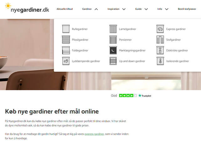 Stort udvalg af gardiner